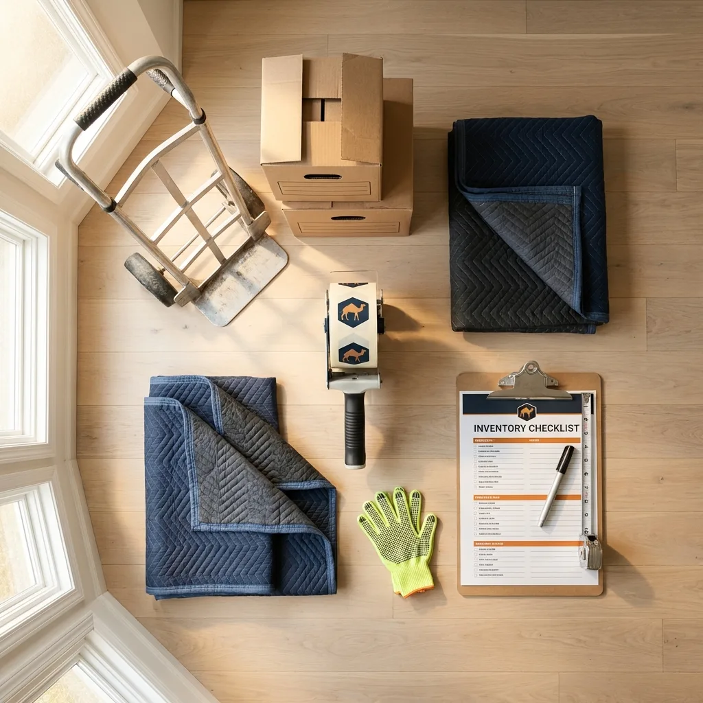 Professional moving supplies and packing materials layout for North East residential relocations